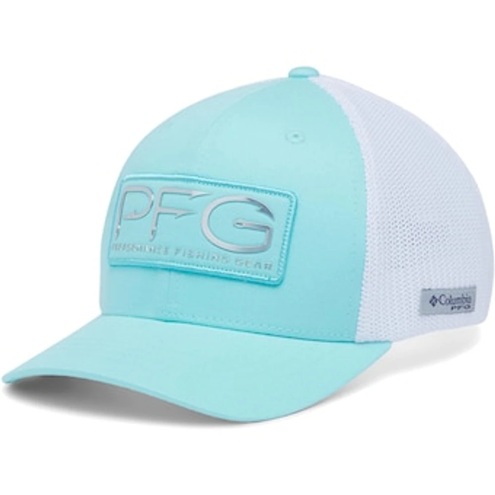 Youth Columbia Aqua/White PFG Mesh Flex Hat