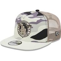 Men's New Era White Los Angeles Dodgers Chrome Camo A-Frame 9FIFTY Trucker Snapback Hat