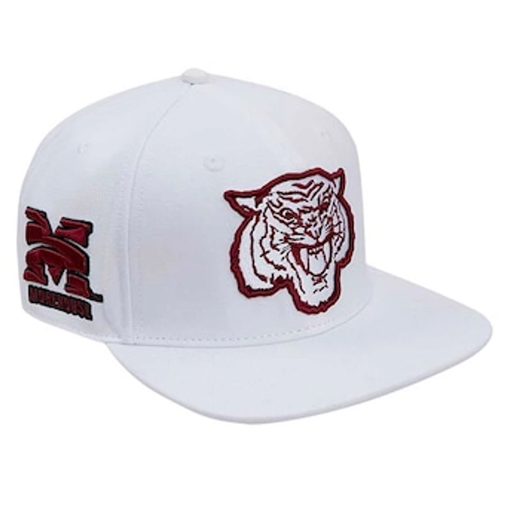 Men's Pro Standard White Morehouse Maroon Tigers Mascot Evergreen Wool Snapback Hat