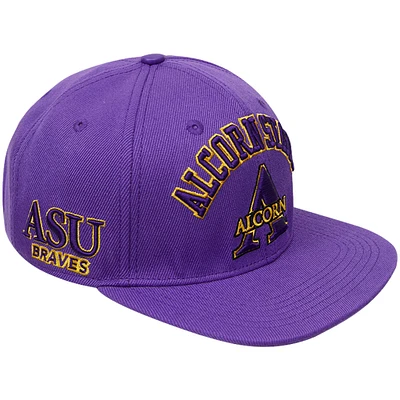 Men's Pro Standard  Purple Alcorn State Braves Evergreen Arch Over Logo Snapback Hat