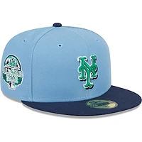 Men's New Era Light Blue/Navy York Mets Green Undervisor 59FIFTY Fitted Hat