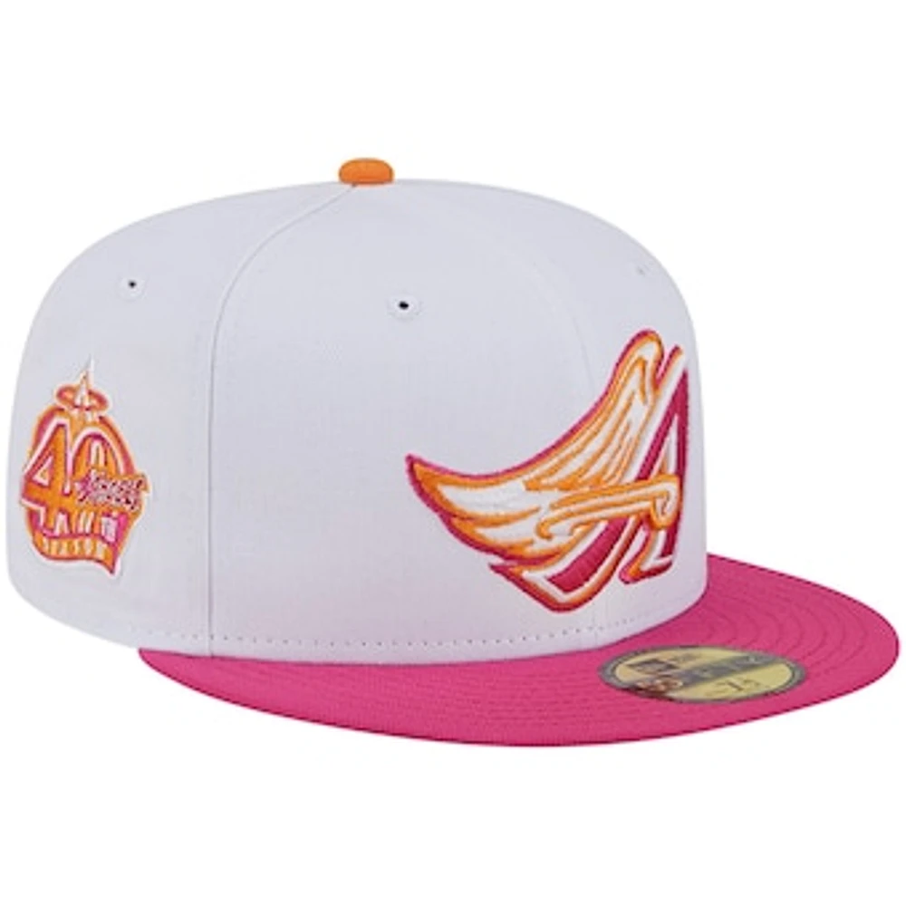 Men's New Era  White/Pink Los Angeles Angels 40th Season 59FIFTY Fitted Hat