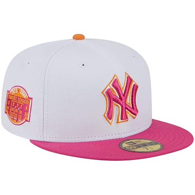 Men's New Era  White/Pink York Yankees Old Yankee Stadium 59FIFTY Fitted Hat