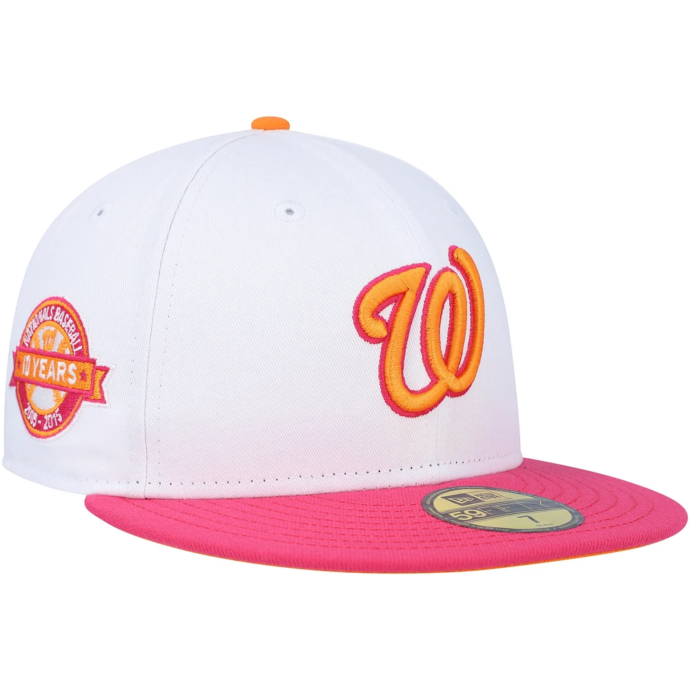 Men's New Era  White/Pink Washington Nationals 10th Team Anniversary 59FIFTY Fitted Hat