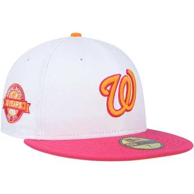 Men's New Era  White/Pink Washington Nationals 10th Team Anniversary 59FIFTY Fitted Hat