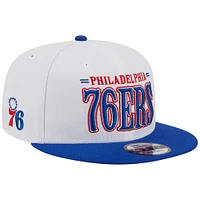 Men's New Era White Philadelphia 76ers Team Stack 9FIFTY Snapback Hat