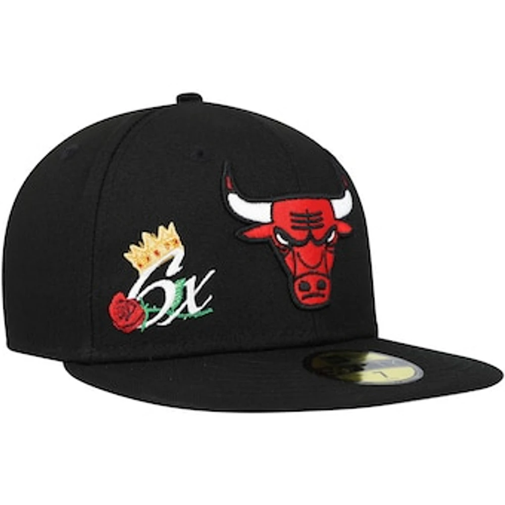 Men's New Era  Black Chicago Bulls Crown Champs 59FIFTY Fitted Hat