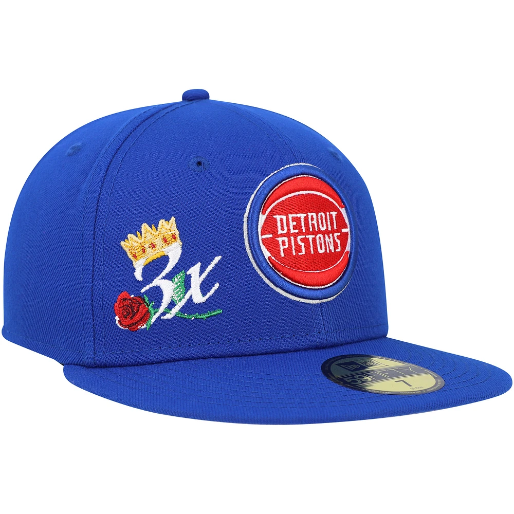 Men's New Era Blue Detroit Pistons Crown Champs 59FIFTY Fitted Hat