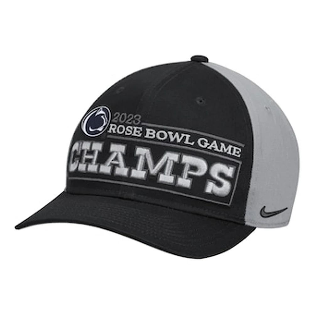 Men's Nike Black Penn State Nittany Lions 2023 Rose Bowl Champions Locker Room CL99 Adjustable Hat