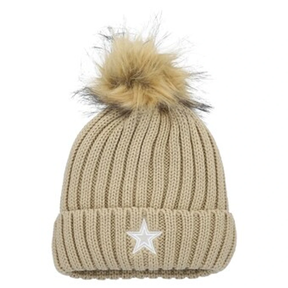 Women's WEAR by Erin Andrews  Natural Dallas Cowboys Neutral Cuffed Knit Hat with Pom