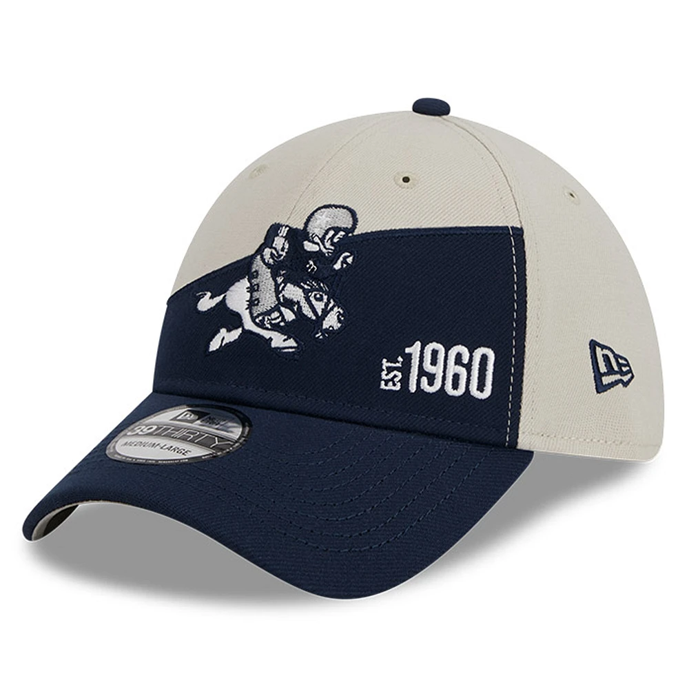 Men's New Era Cream/Navy Dallas Cowboys 2023 Sideline Historic 39THIRTY Flex Hat