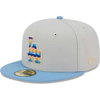 Men's New Era Natural Los Angeles Dodgers Beach Front 59FIFTY Fitted Hat