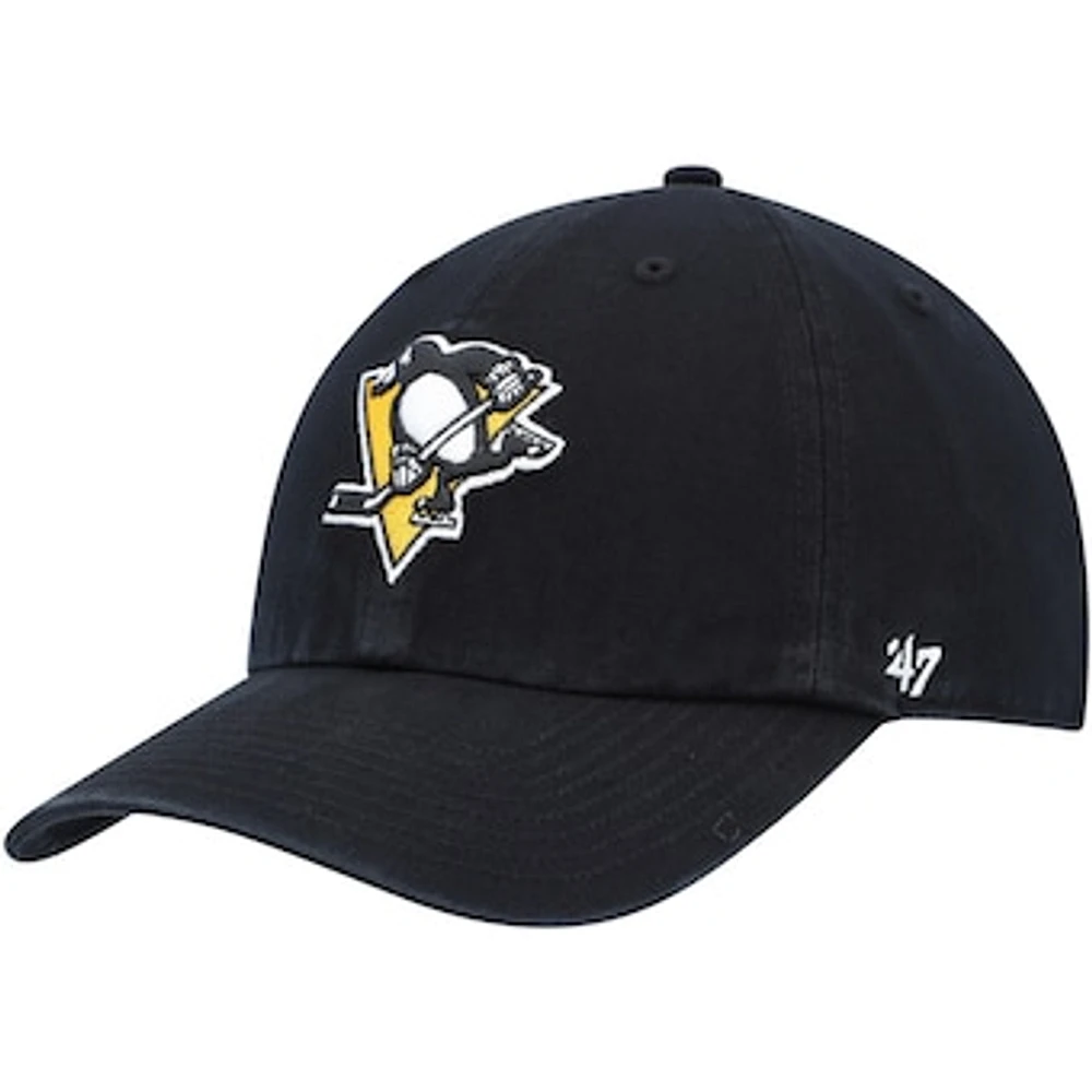 Men's '47 Black Pittsburgh Penguins Team Clean Up Adjustable Hat