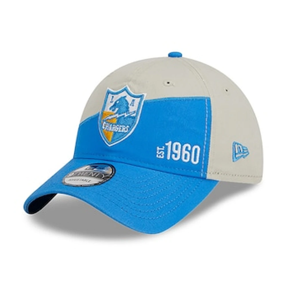 Men's New Era Cream/Powder Blue Los Angeles Chargers 2023 Sideline Historic 9TWENTY Adjustable Hat