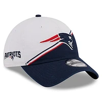 Men's New Era  White/Navy New England Patriots 2023 Sideline 9TWENTY Adjustable Hat