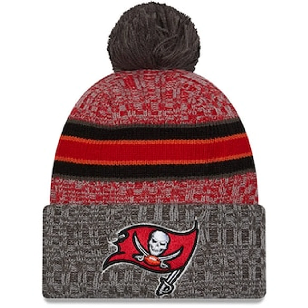 Men's New Era Red/Pewter Tampa Bay Buccaneers 2023 Sideline Sport Cuffed Pom Knit Hat