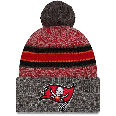 Men's New Era Red/Pewter Tampa Bay Buccaneers 2023 Sideline Sport Cuffed Pom Knit Hat