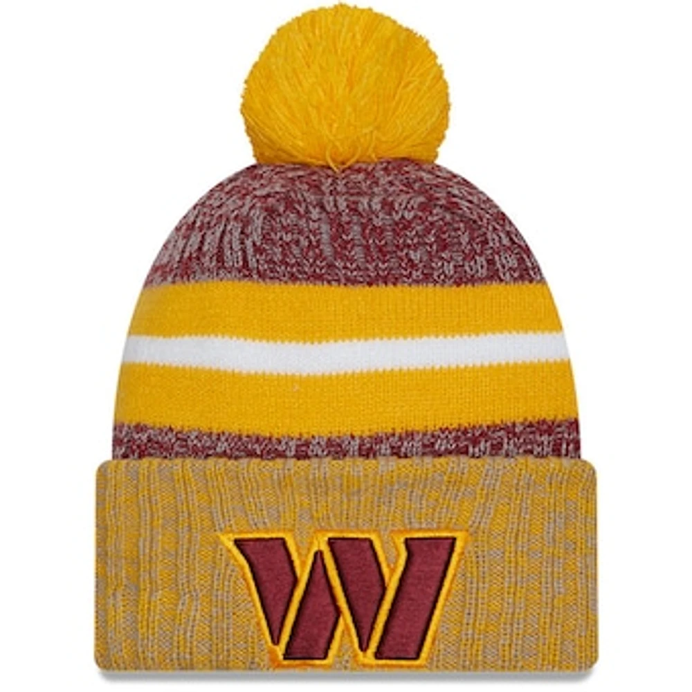 Men's New Era  Burgundy/Gold Washington Commanders 2023 Sideline Sport Cuffed Pom Knit Hat