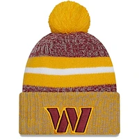 Men's New Era  Burgundy/Gold Washington Commanders 2023 Sideline Sport Cuffed Pom Knit Hat