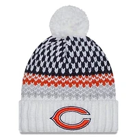 Women's New Era White Chicago Bears 2023 Sideline Cuffed Knit Hat with Pom