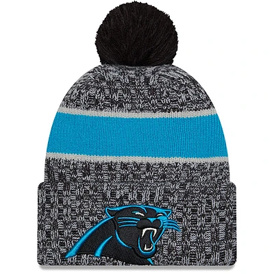 Men's New Era  Black Carolina Panthers 2023 Sideline Cuffed Knit Hat With Pom