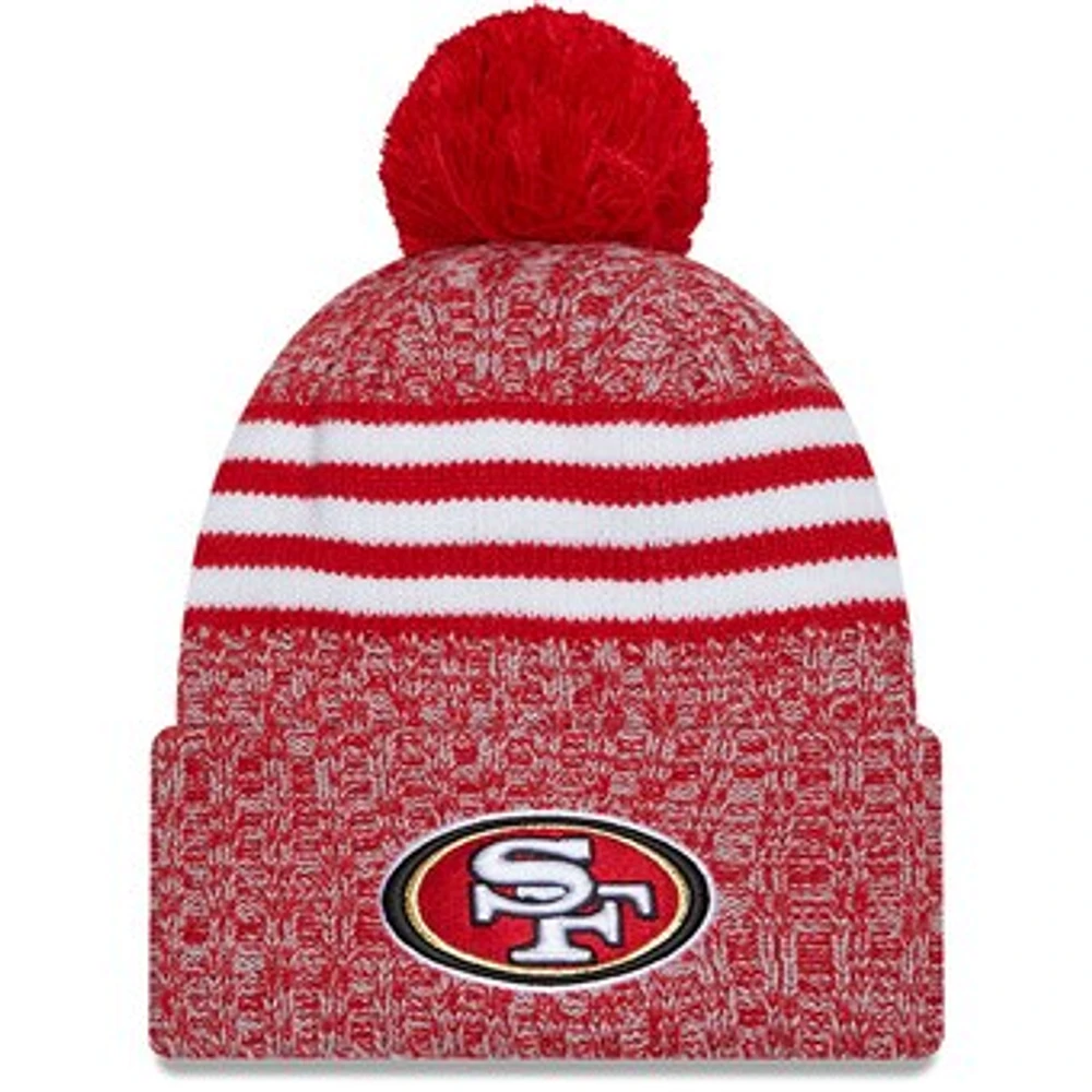 Men's New Era  Scarlet San Francisco 49ers 2023 Sideline Cuffed Knit Hat With Pom