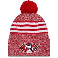 Men's New Era  Scarlet San Francisco 49ers 2023 Sideline Cuffed Knit Hat With Pom