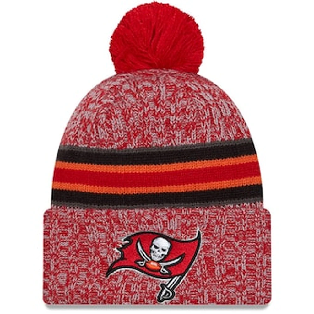 Men's New Era Red Tampa Bay Buccaneers 2023 Sideline Cuffed Knit Hat With Pom