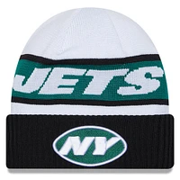 Men's New Era White/ New York Jets 2023 Sideline Tech Cuffed Knit Hat