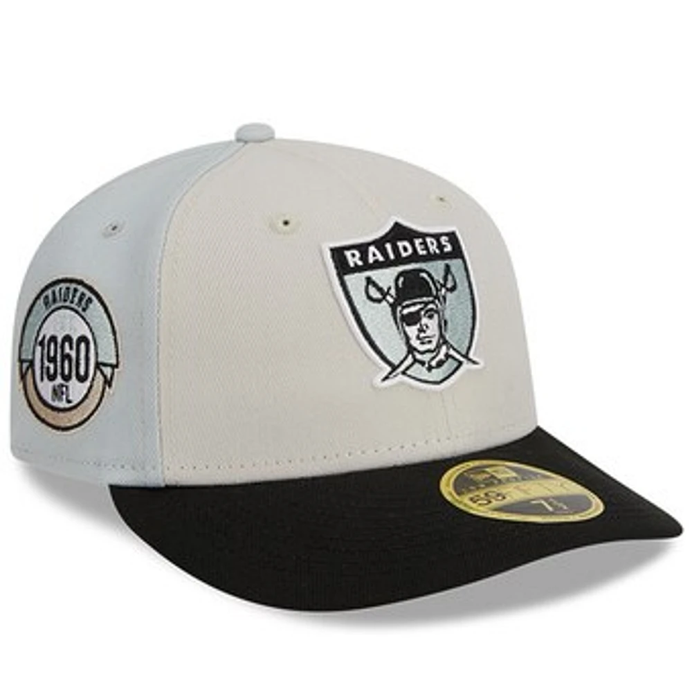 Men's New Era  Cream/Black Las Vegas Raiders 2023 Sideline Historic Low Profile 59FIFTY Fitted Hat