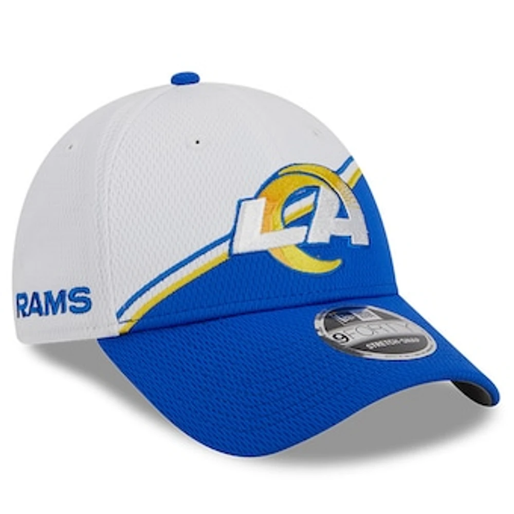 Men's New Era  White/Royal Los Angeles Rams 2023 Sideline 9FORTY Adjustable Hat