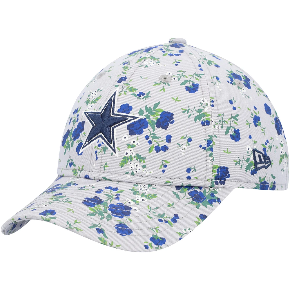 Girls Youth New Era Gray Dallas Cowboys Bouquet 9TWENTY Adjustable Hat