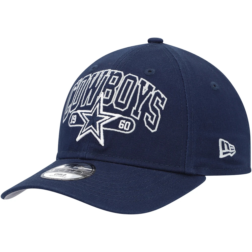 Preschool New Era Navy Dallas Cowboys Outline 9FORTY Adjustable Hat