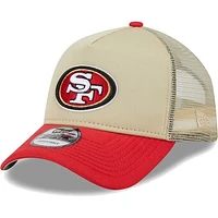 Men's New Era Tan/Scarlet San Francisco 49ers All Day A-Frame Trucker 9FORTY Adjustable Hat