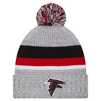 Youth New Era Heather Gray Atlanta Falcons Cuffed Knit Hat with Pom