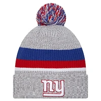 Youth New Era Heather Gray New York Giants Cuffed Knit Hat with Pom