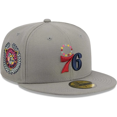 Men's New Era Gray Philadelphia 76ers Color Pack 59FIFTY Fitted Hat