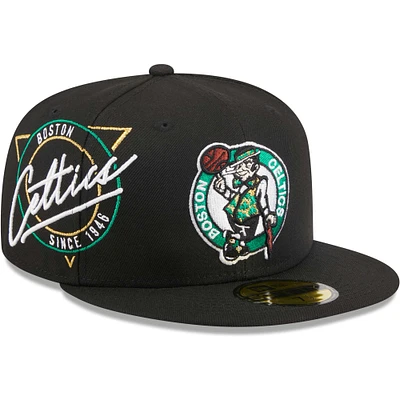 Men's New Era Black Boston Celtics Neon Emblem 59FIFTY Fitted Hat