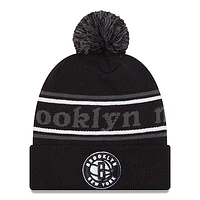 Men's New Era Black Brooklyn Nets Marquee Cuffed Knit Hat with Pom