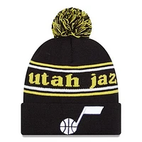 Men's New Era Black Utah Jazz Marquee Cuffed Knit Hat with Pom