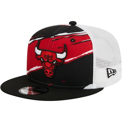 Men's New Era Black/White Chicago Bulls Tear Trucker 9FIFTY Adjustable Hat