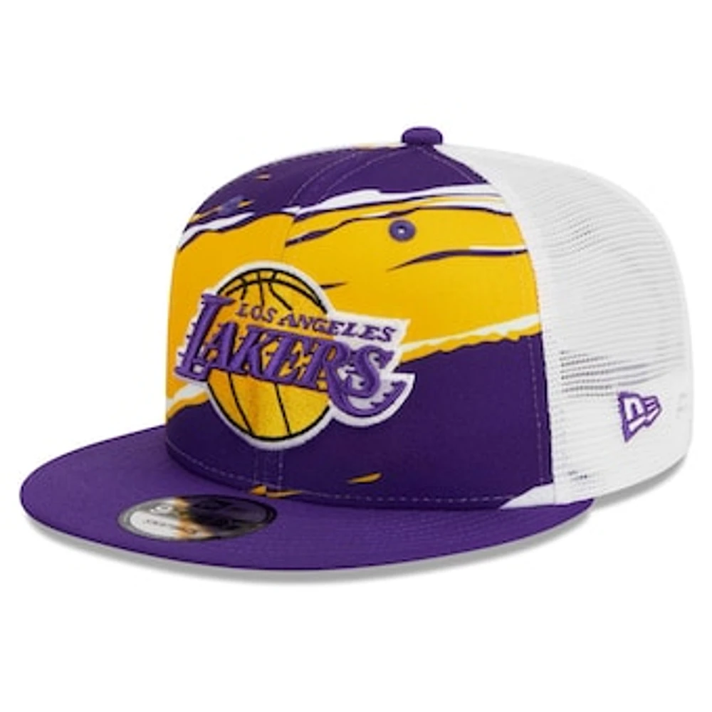 Men's New Era Purple/White Los Angeles Lakers Tear Trucker 9FIFTY Adjustable Hat