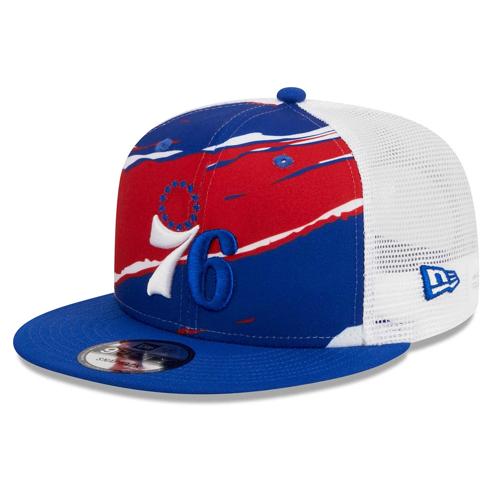 Men's New Era Royal/White Philadelphia 76ers Tear Trucker 9FIFTY Adjustable Hat