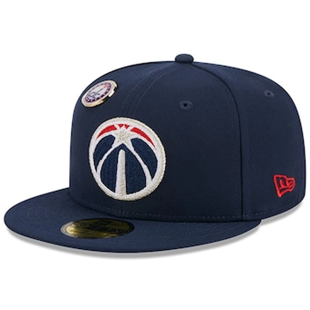 Men's New Era Navy Washington Wizards Chainstitch Logo Pin 59FIFTY Fitted Hat