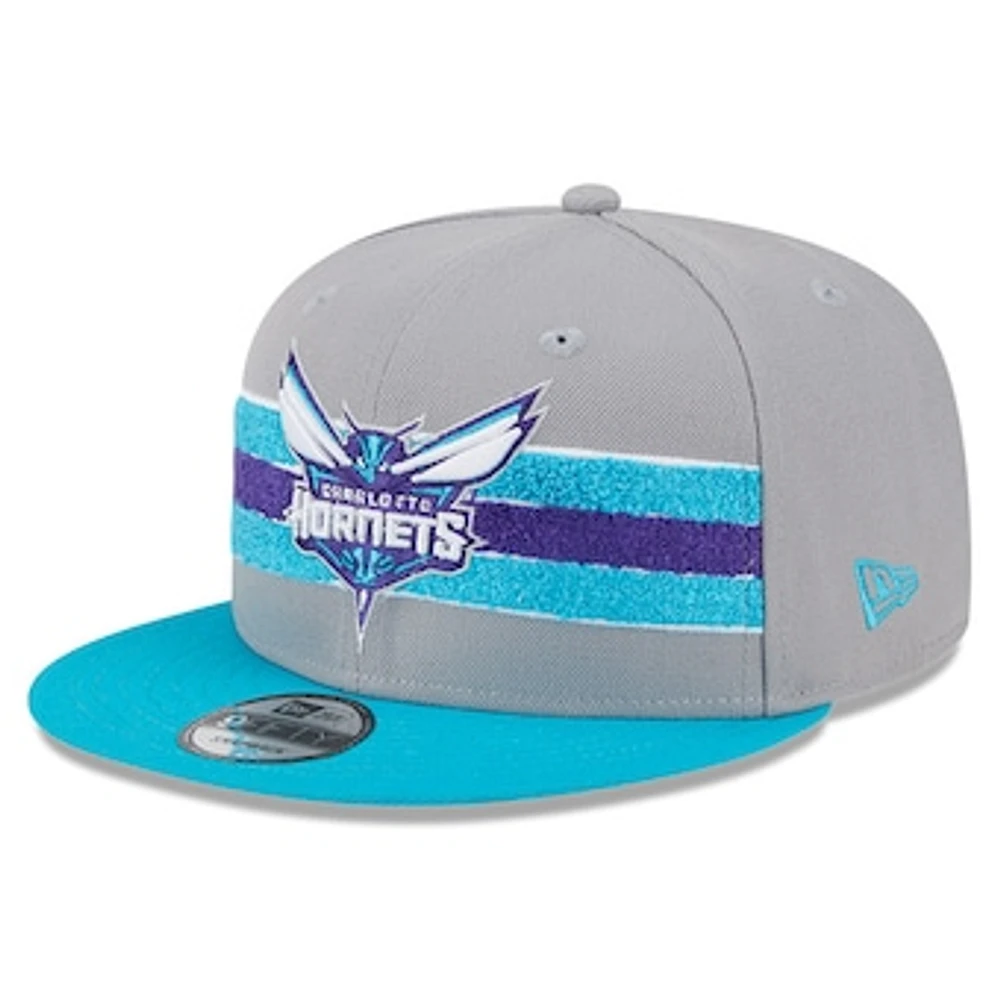 Men's New Era Gray Charlotte Hornets Chenille Band 9FIFTY Snapback Hat