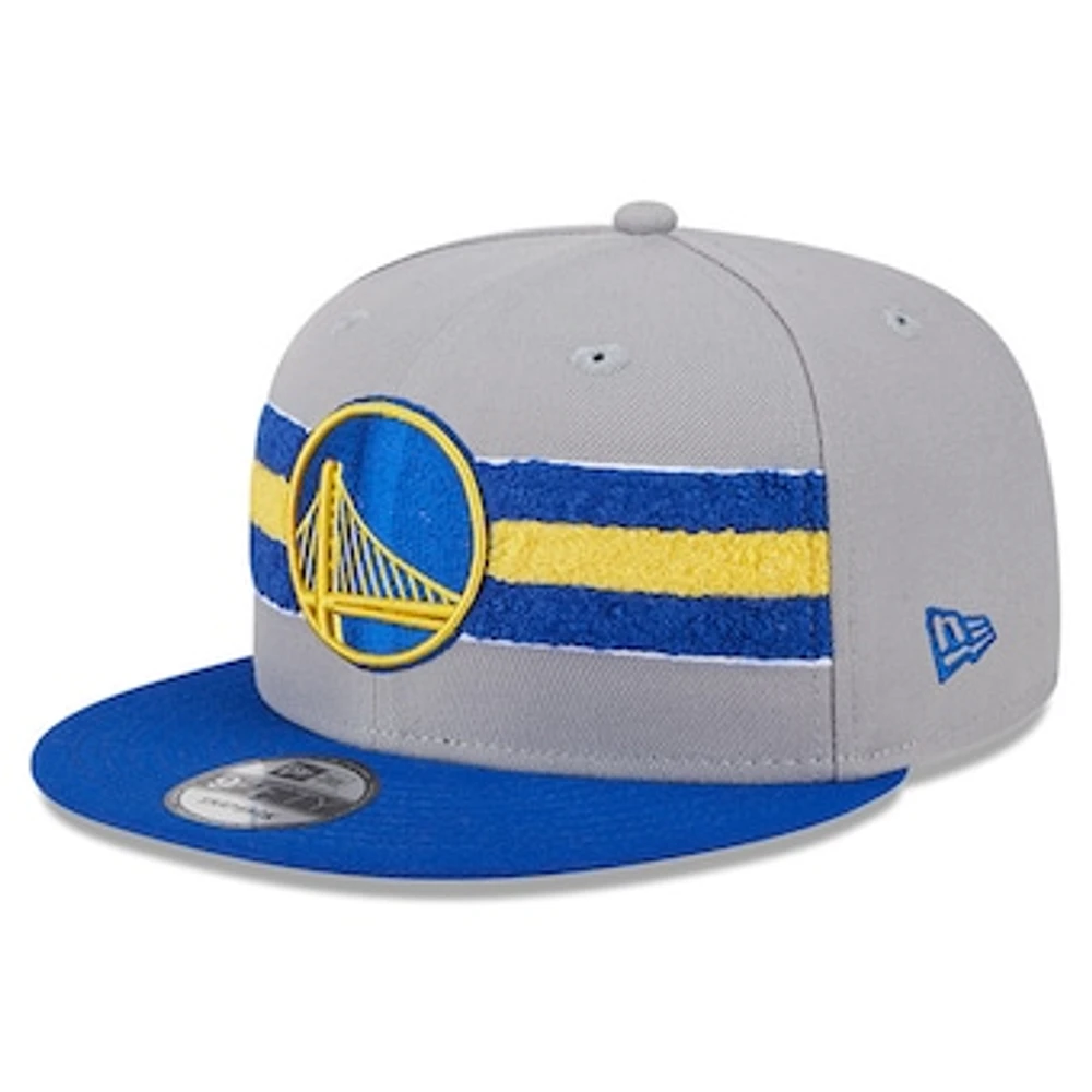 Men's New Era Gray Golden State Warriors Chenille Band 9FIFTY Snapback Hat