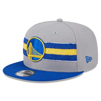 Men's New Era Gray Golden State Warriors Chenille Band 9FIFTY Snapback Hat