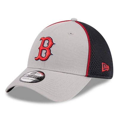 Men's New Era Gray Boston Red Sox Pipe 39THIRTY Flex Hat