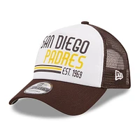 Men's New Era White/Brown San Diego Padres Stacked A-Frame Trucker 9FORTY Adjustable Hat