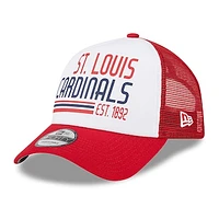 Men's New Era White/Red St. Louis Cardinals Stacked A-Frame Trucker 9FORTY Adjustable Hat